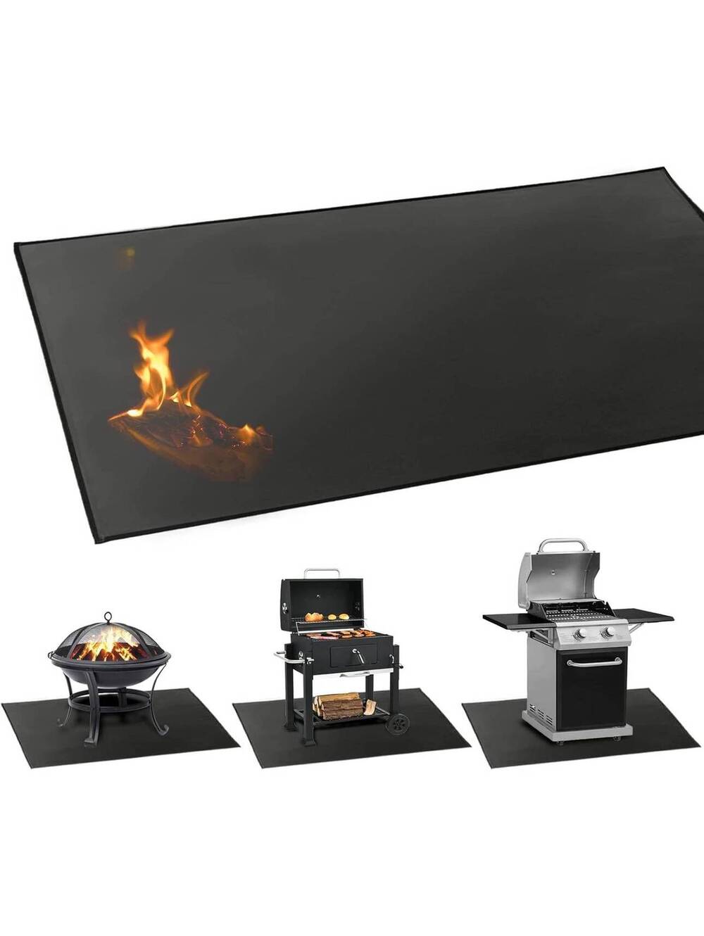 High-Temp Fire Pit Mat with Silicone Fireproof Coating 60x40 Inch